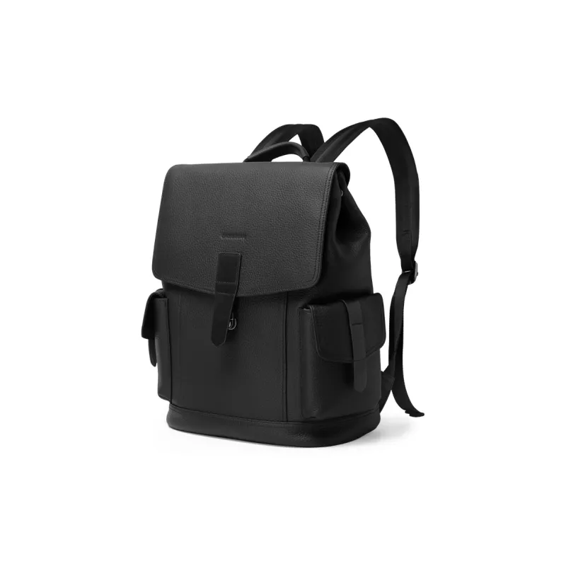 CROSSGEAR Top Grain Cow Leather Backpack Unisex Black-1