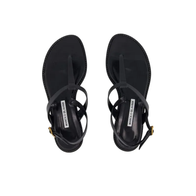 MANOLO BLAHNIK One Strap Sandals Women's Black-4