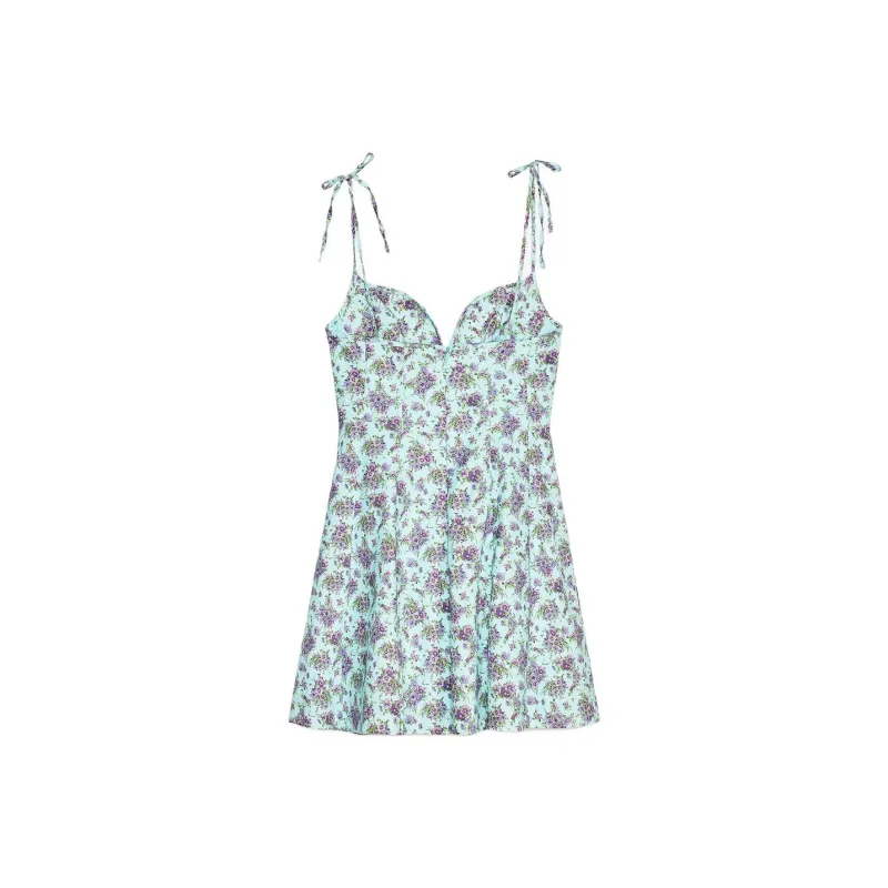 ZARA Slip Dress Women's Blue Green-1