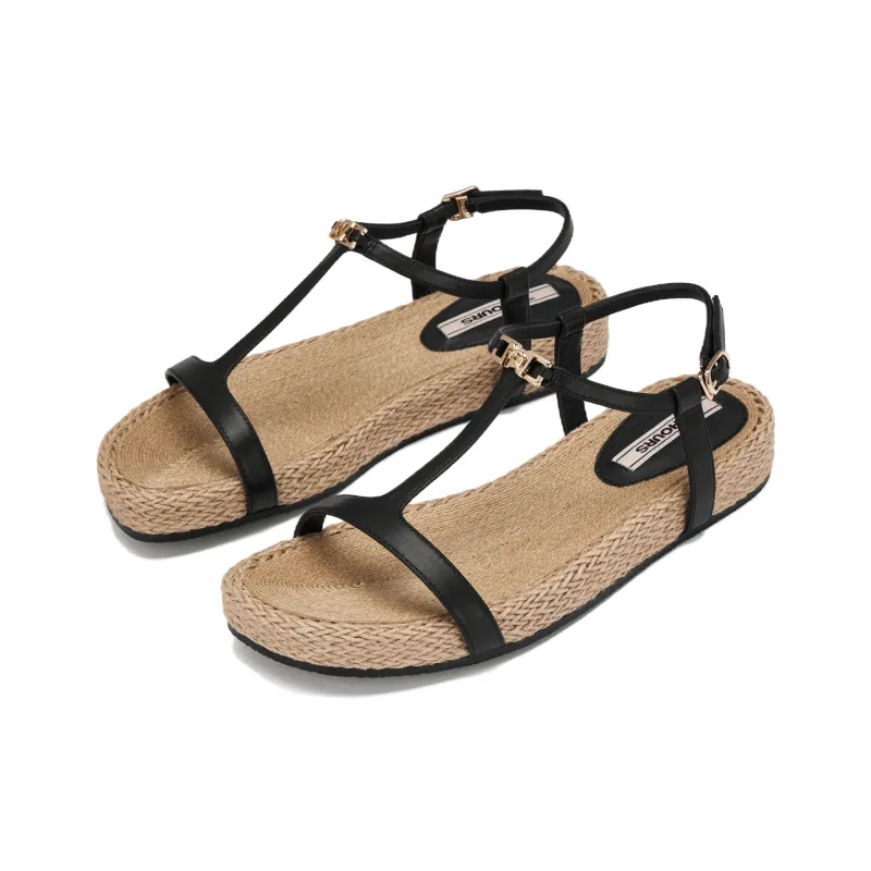 73Hours Slow Island Exploration One Strap Sandals Women's Black-2