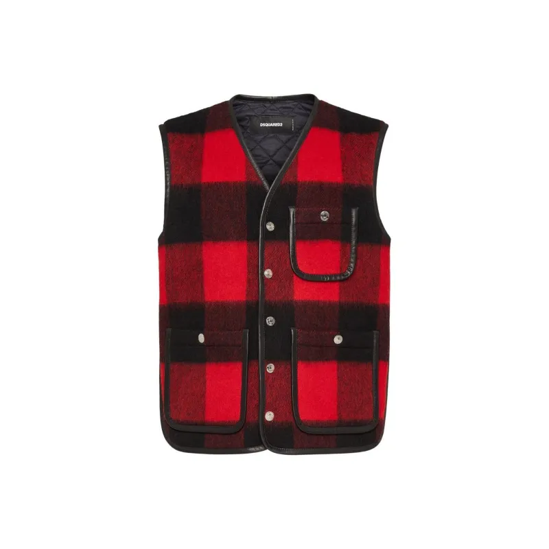 DSQUARED 2 Check print Wool blend Vest-0