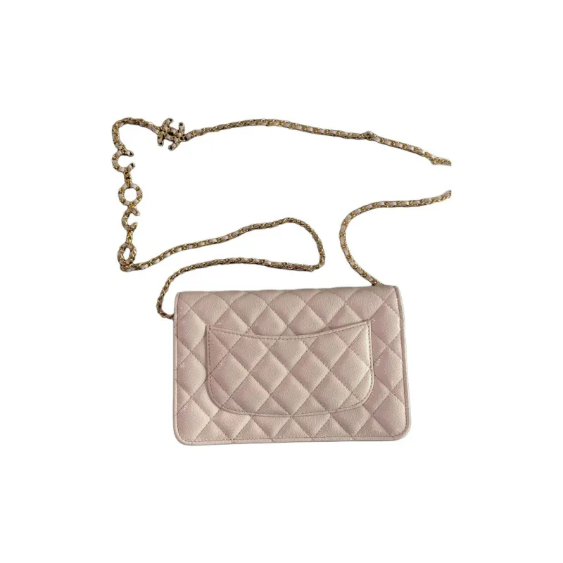 CHANEL Cow Leather Shoulder Bag, Crossbody Bag Women's Light Purple-1