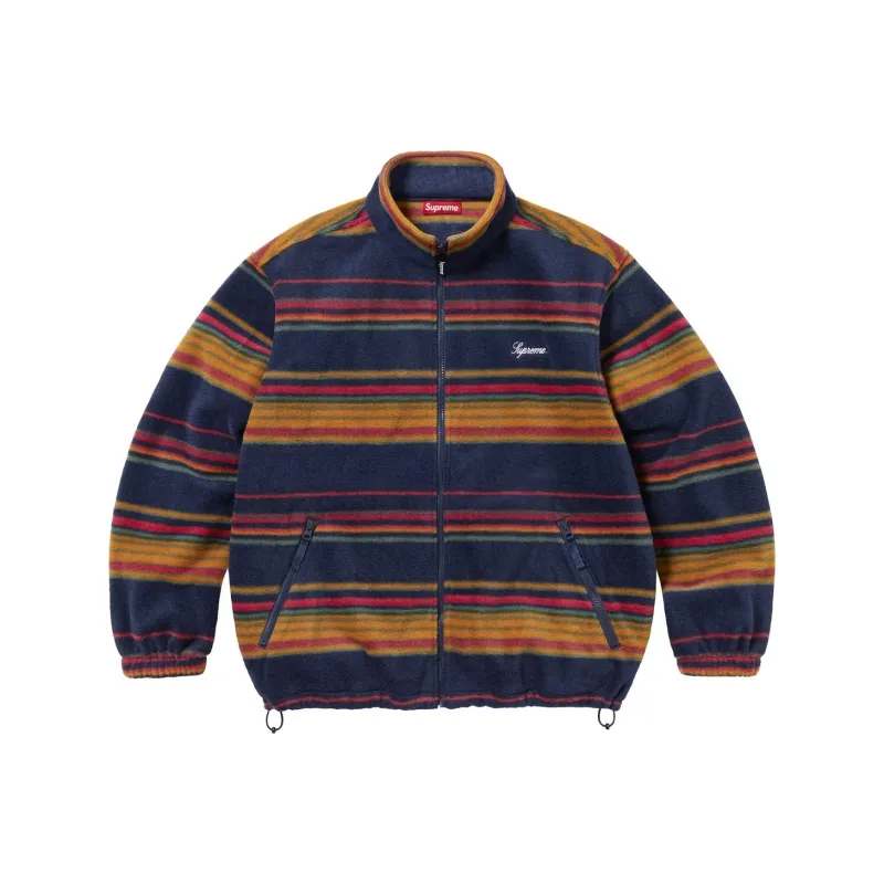 Supreme Stripe Zip Up Fleece Jacket-0