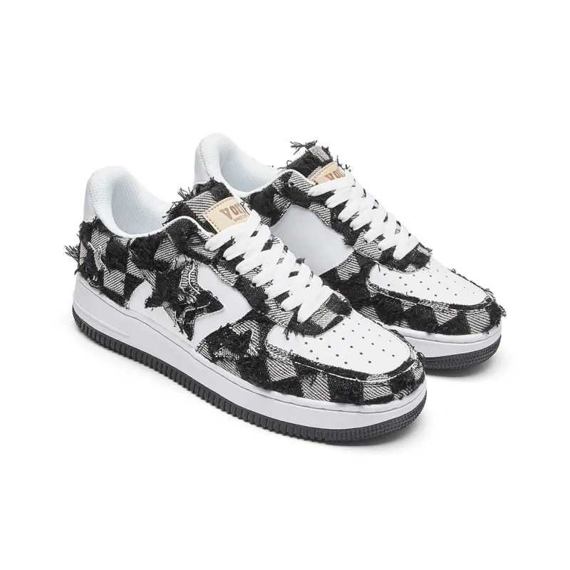 VOIT Coverage Balance Height Increase Low Top Skateboard Shoes Unisex Black White-2