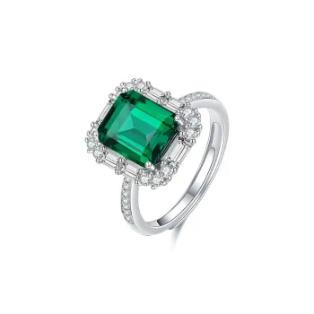 Syrup S925 Silver With Emerald Inlay Rings Women's
