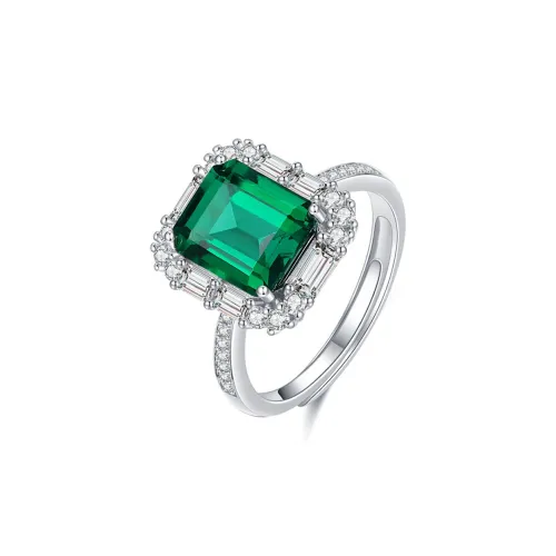 Syrup S925 Silver With Emerald Inlay Rings Women's