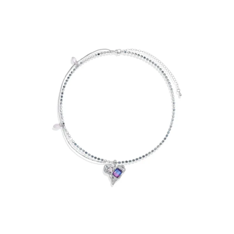 AWE Titanium Steel Necklace Urban Chic Style Women's Fake Double Design Niche Collarbone Chain Women's-0