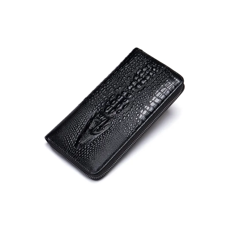 VIHUS Top Grain Cow Leather Clutch Wallet Men's Black-1