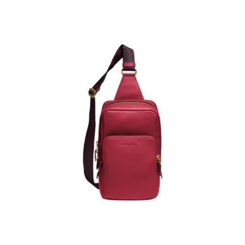 COACH Gotham Litchi Grain Leather Shoulder Bag Crossbody Bag Small Size Men's Maroon