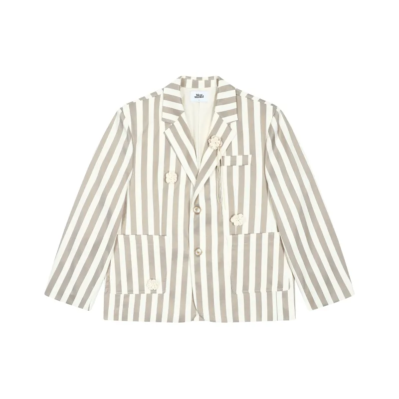 MostwantedLab Business Suit Unisex White Gray Stripes-0