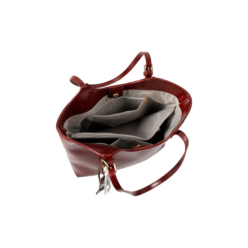 Vigno Synthetic Leather Shopping Bag, One Shoulder Tote Bag Women's Red-5