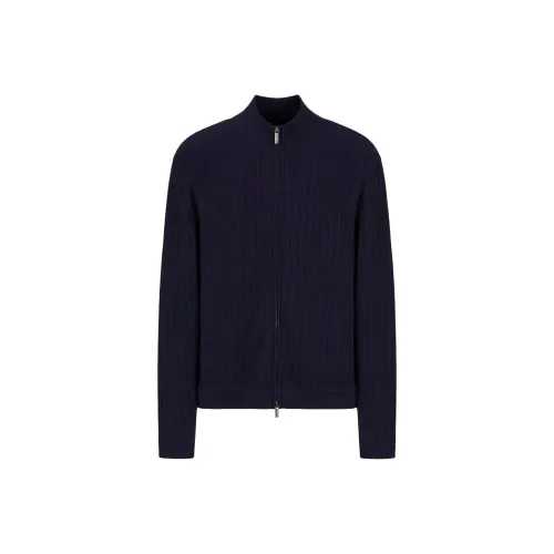 EMPORIO ARMANI Icon Full zip Cardigan In Vertical Ottoman stitch Viscose