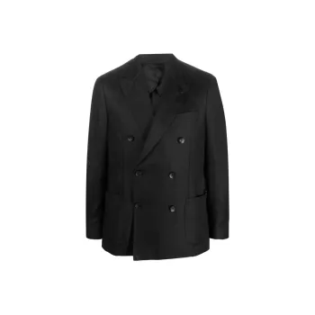 LARDINI Double Breasted Straight Hem Blazer
