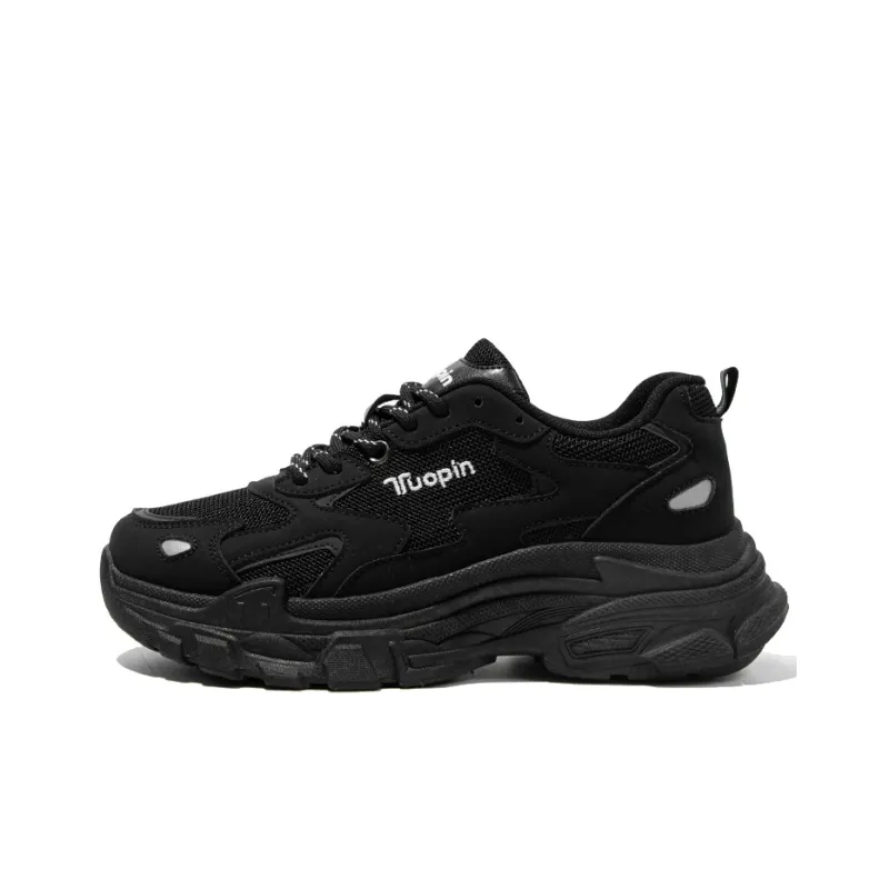 TUOPIN Abrasion Resistant Breathable Low Top Couple, Chunky Sneakers Unisex Black-11