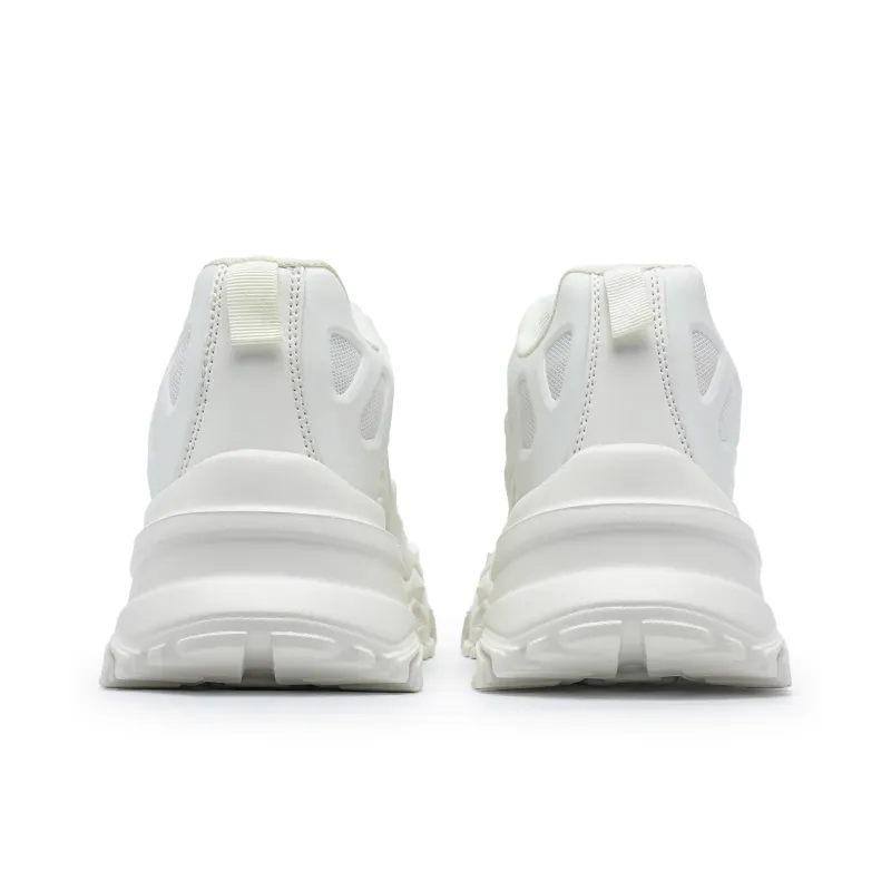 Singing Abrasion Resistant Breathable Height Increasing Low Top Chunky Sneakers Unisex White-3