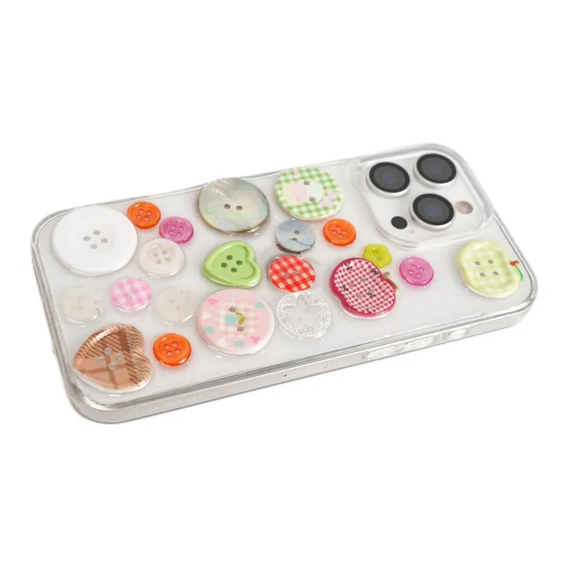 Sopi Acrylic Material Transparent Glue Drip Button Phone Cases Compatible With IPhone 16/15 Pro Max/Apple 13/14 Pro/Max-4