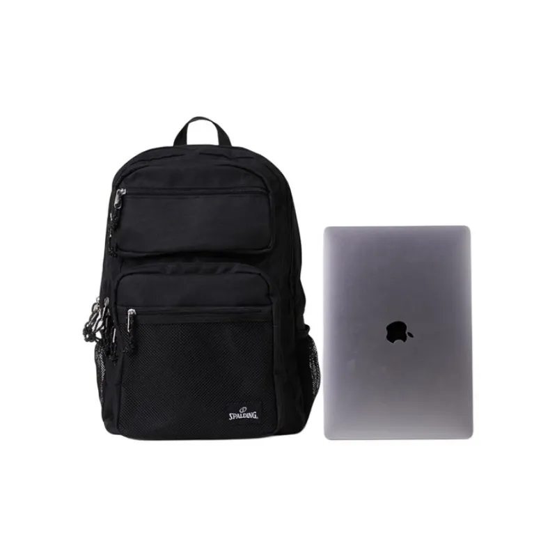 SPALDING Polyester Zipper Multi Pocket Compartment Storage Backpack Laptop Bag Tubas Unisex Black-4