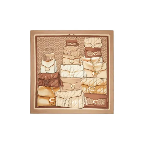 COACH Silk Scarves Women's Camel