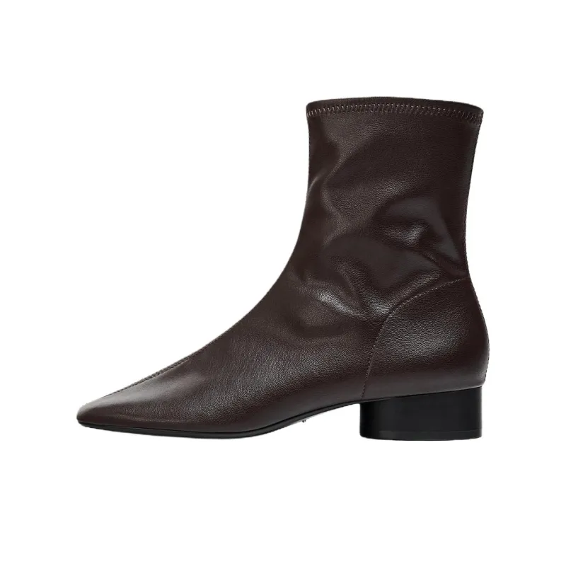 ZARA Ankle Boots 3cm Women's Brown-0
