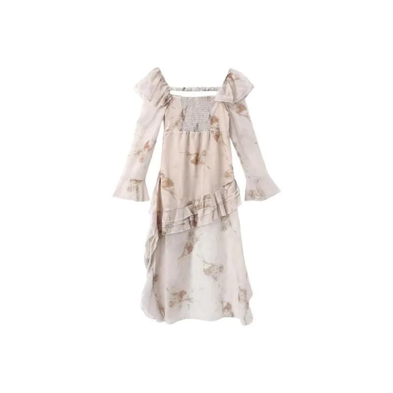 AFGGD Long Sleeved Dress Women's Pink-1