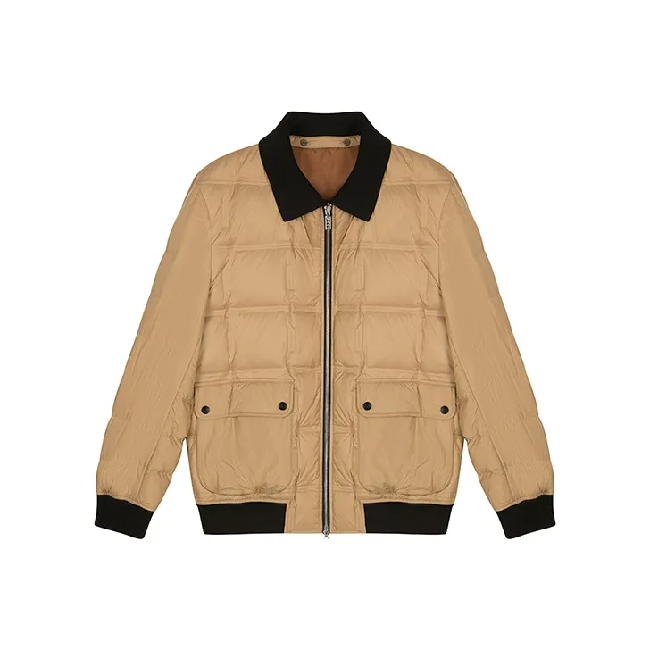 DAVID NAMAN FW22 Solid Color Lapel Loose Fit Down Jacket Men's Khaki-0