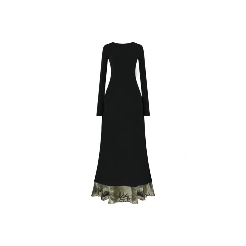 AFGGD Long Sleeved Dress Women's Black Dress-1