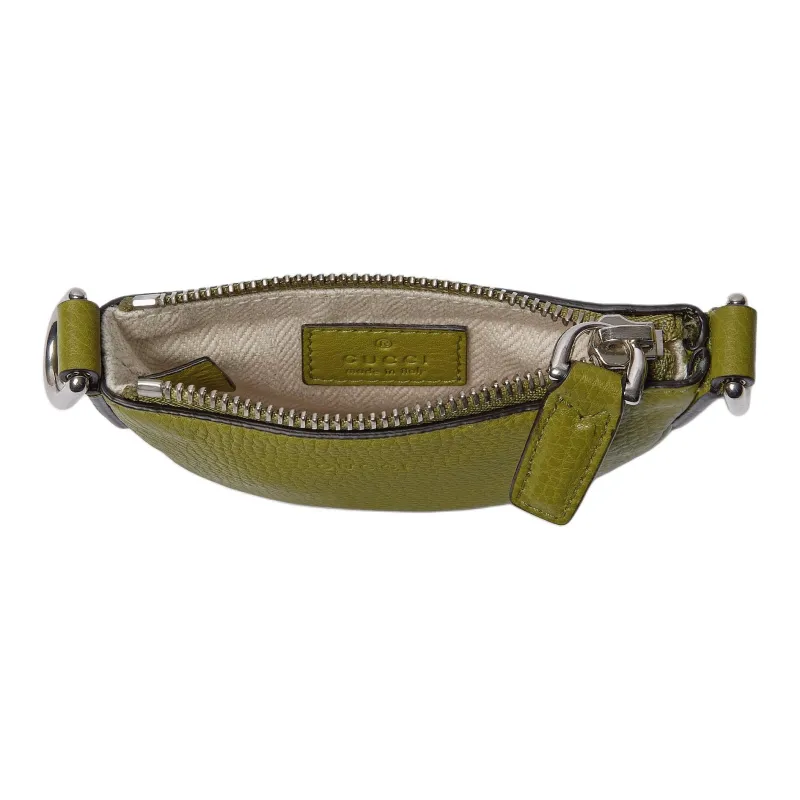GUCCI Grain Leather Crossbody Bag, Shoulder Bag Extra Mini Men's Olive Green-4