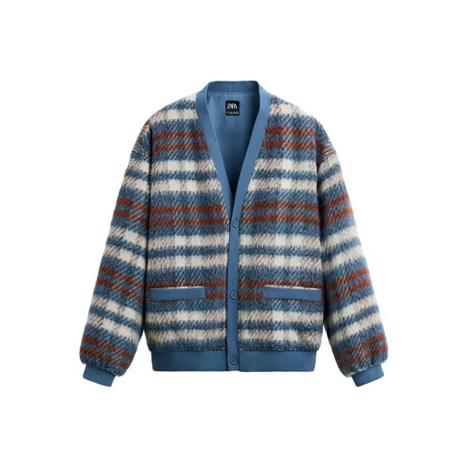 ZARA Velvet feel Coat Men's Blue-0