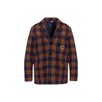 GUCCI Interlocking G Embroidered Checked Jacket