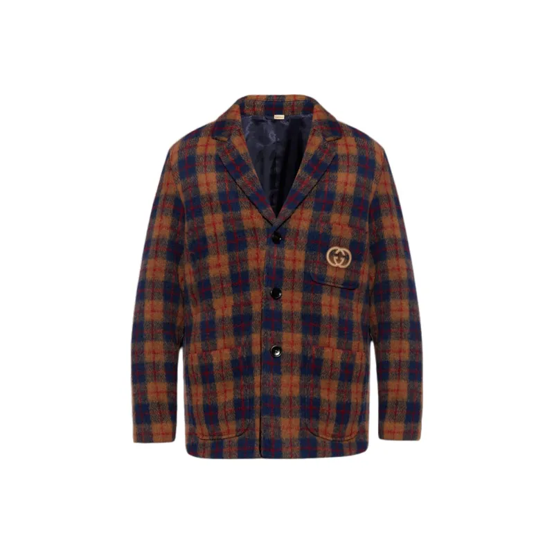 GUCCI Interlocking G Embroidered Checked Jacket-0