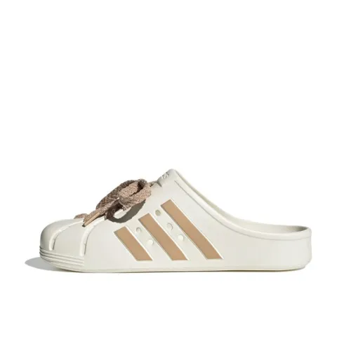 Adidas ADILETTE CLOGS Composite Sole Abrasion Resistant Slip Resistant Closed Toe Slippers Unisex White Brown