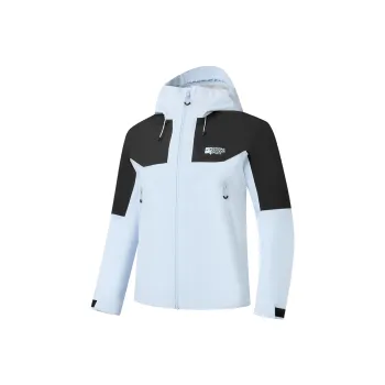 QIAODAN Mountain God Series Water Resistant Windproof Breathable Windbreaker Jacket Men's Iope Blue/Black