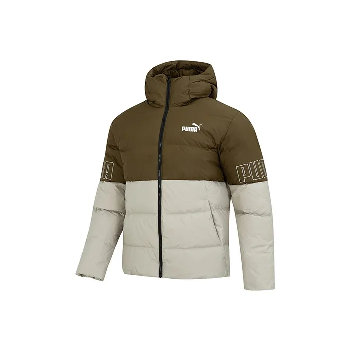 PUMA Power Hooded Down Puffer Down Jacket Men's Army Green-0