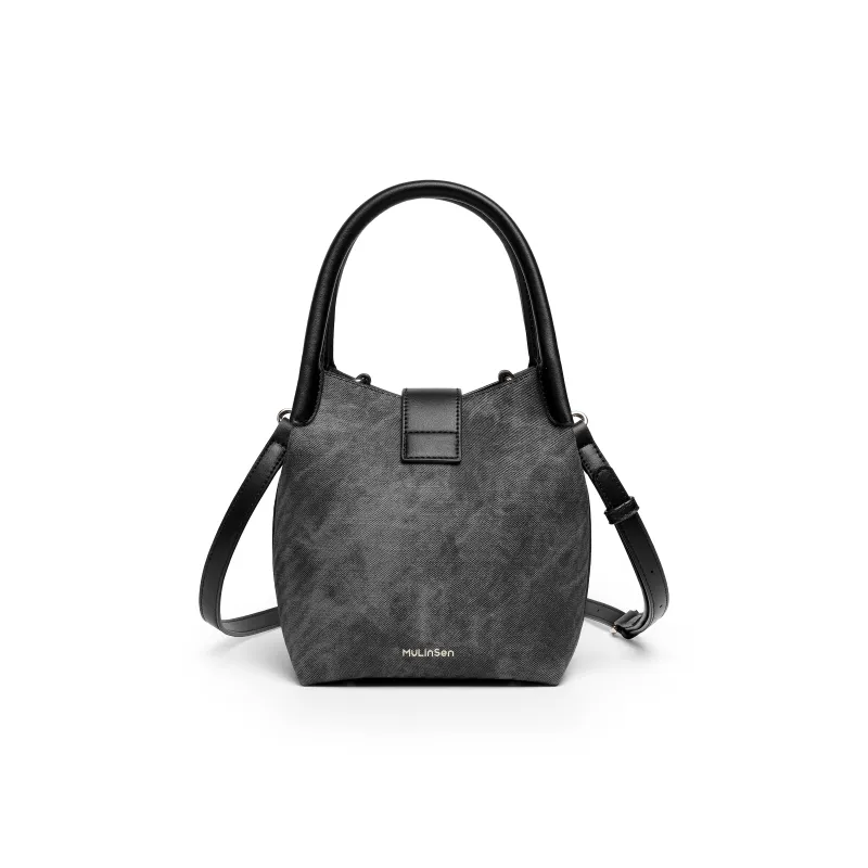 Mulinsen PU Combo Bag Bucket Bag, Shoulder Bag, Crossbody Bag, Handbag Women's White/Denim Black-9