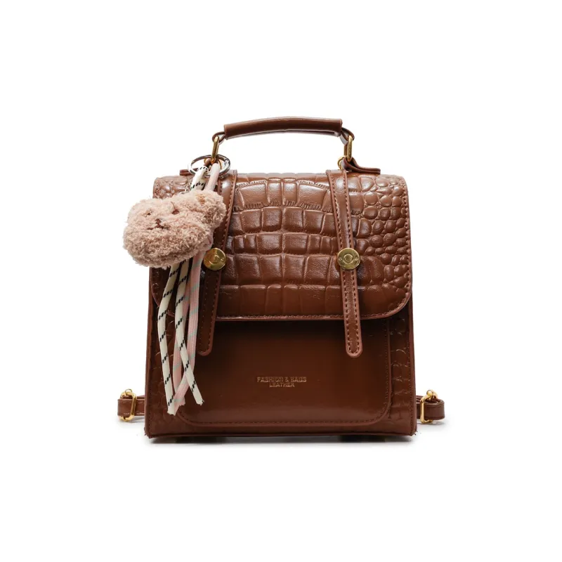 Yalu PU Backpack Women's Black/Ecru/Brown/Silver/Burgundy-15