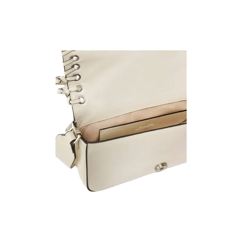 PINKO Cow Leather Shoulder Bag Trumpets Women's White-5