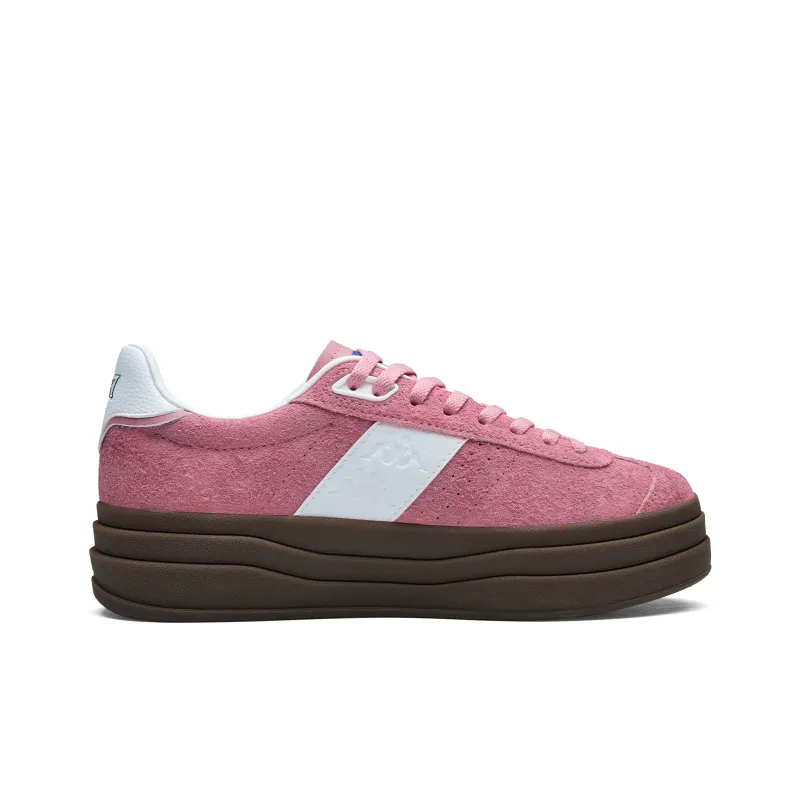 Kappa K love Slip Resistant Height Increasing Low Top Skateboard Shoes Women's Pink Apple Red Classic White-1