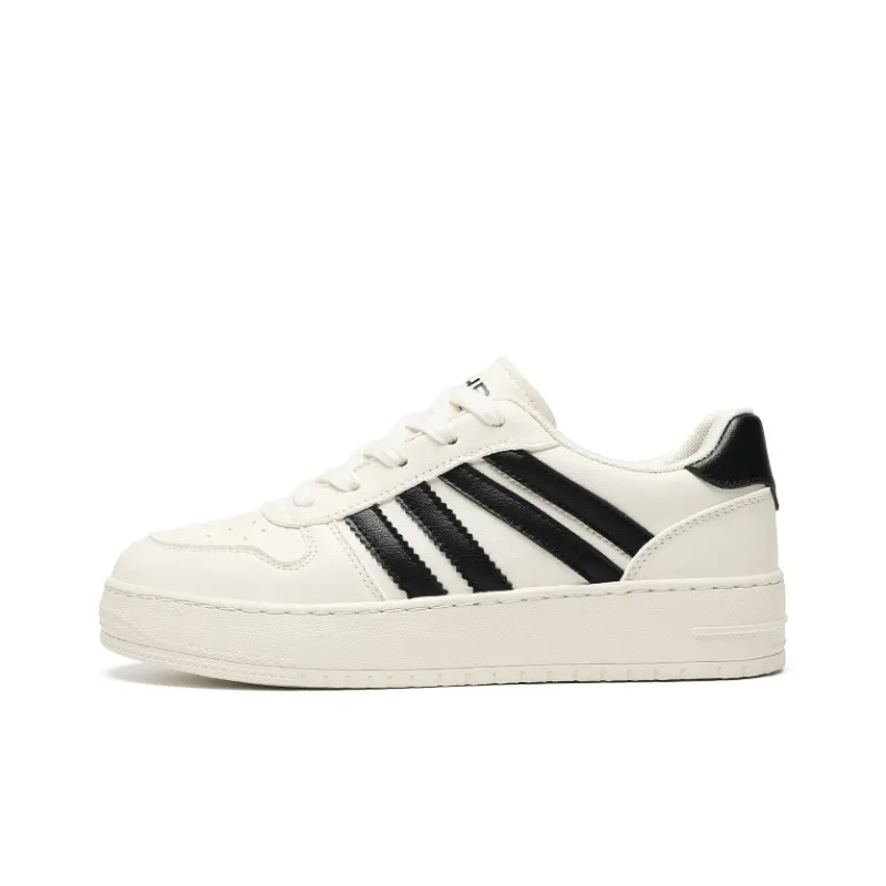 ZHR White Tone Formula Anti Slip And Wear Resistant Height Increasing Low Top Skateboard Shoes Women's Beige Black-0
