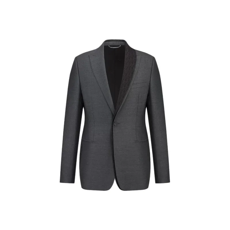 DIOR Jacket With Asymmetric Shawl Collar Business Suit Men's Gray-0