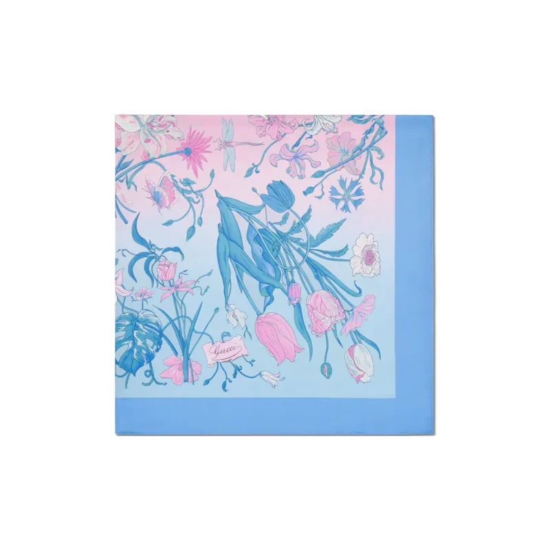 GUCCI Silk Scarves Women's Light Blue-1