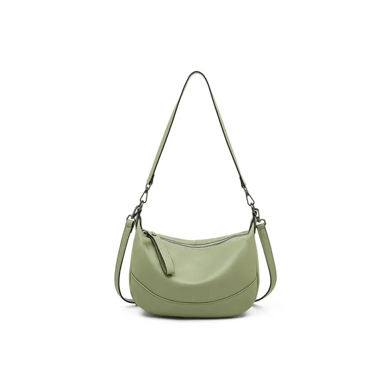 Old Man's Head Top Grain Cow Leather Shoulder Bag Women's Black/White/Green/Flesh Pink-15