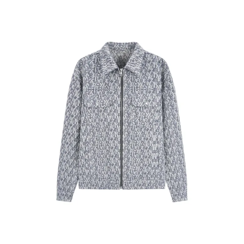 DEGAIA Denim Jacket Men's Medium Gray Letter-0