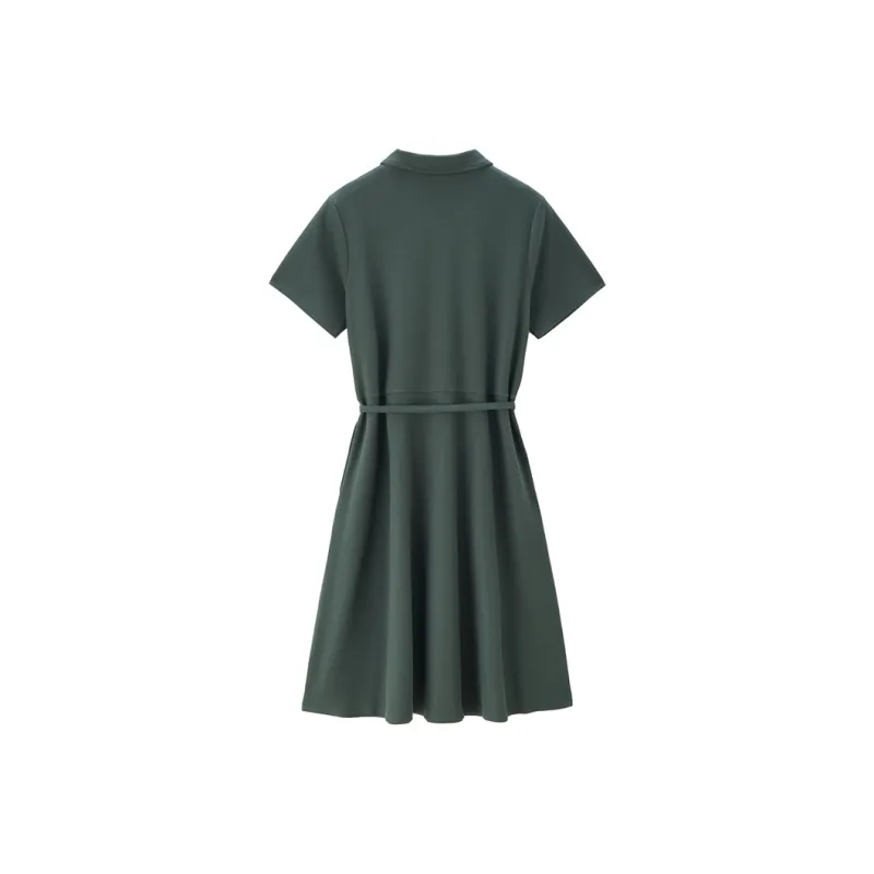 UNIQLO Short Sleeved Dress Women's Dark Moss Green-1