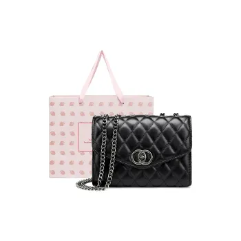 CORALDAISY Synthetic Leather Small Square Bag, Shoulder Bag, Crossbody Bag, Shoulder Bag Regular Women's Black/White