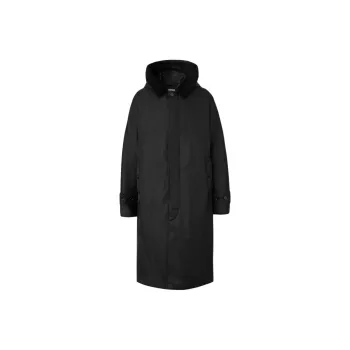 Burberry Corduroy Collar Nylon Twill Hooded Car Coat