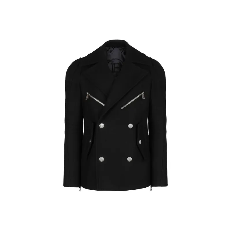 BALMAIN Zip detail Double breasted Coat-0