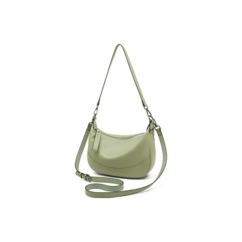 Old Man's Head Top Grain Cow Leather Shoulder Bag Women's Black/White/Green/Flesh Pink-16