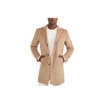 GUESS Single Breasted Wool-Blend Coat Coats Men's Beige
