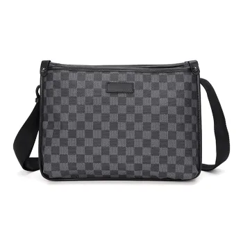 Old Man's Head Synthetic Leather Shoulder Bag Men's Black