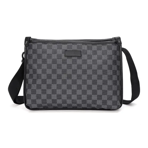 Old Man's Head Synthetic Leather Shoulder Bag Men's Black
